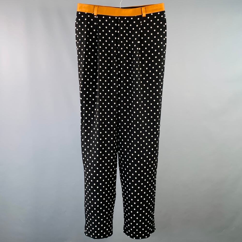 HAIDER ACKERMANN Size 30 Black White Polka Dot Viscose Silk Casual Pants